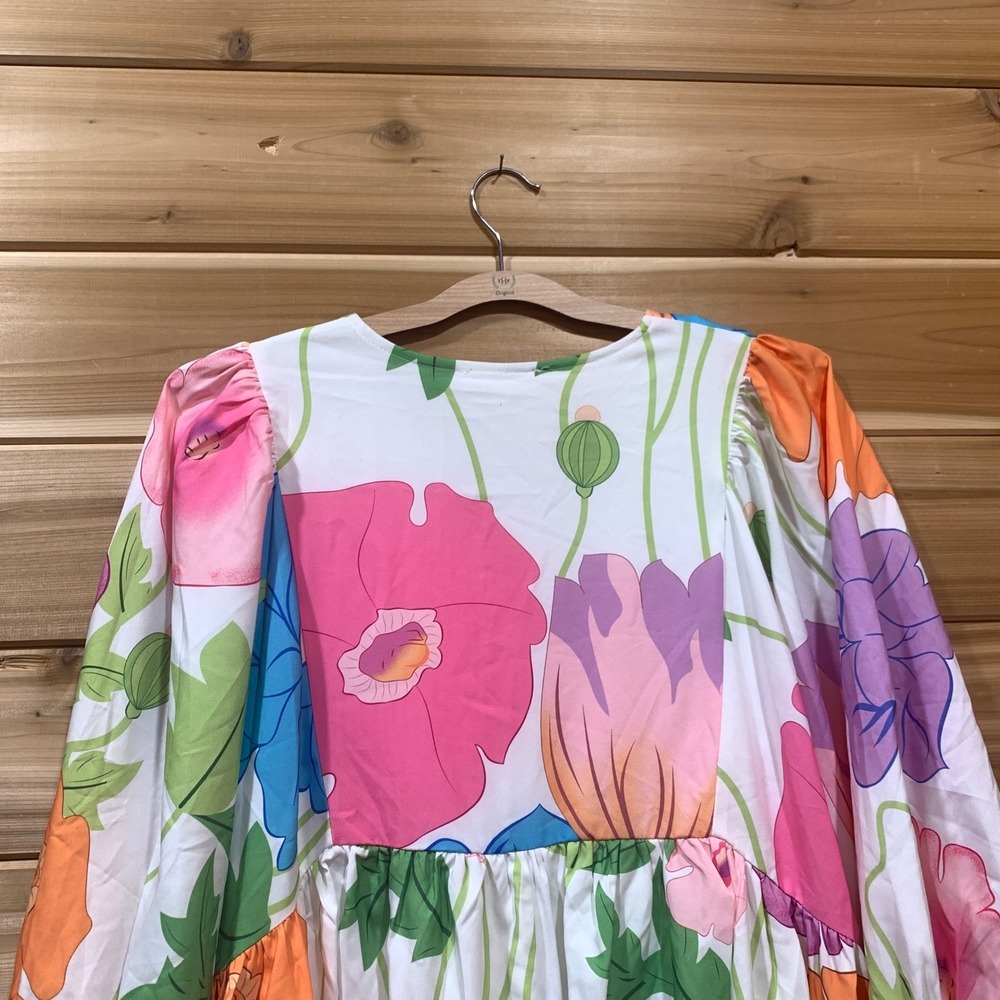 Entro USA Women's Dress Small Multicolor Floral Print Boho Peasant Mini Tunic - Picture 8 of 14